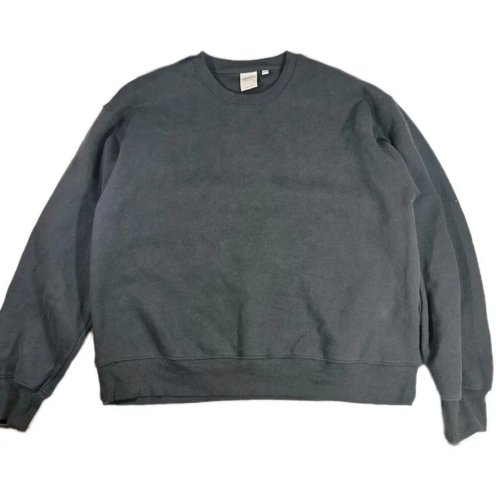 Aritzia Womens SweatFleece Coal Grey Crew Neck Sweatshirt sz L Minimalist Cozy - Picture 3 of 7